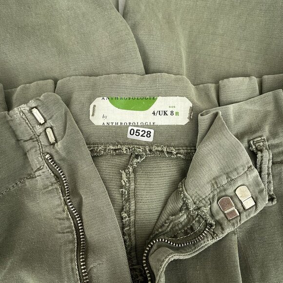 Anthropologie Womens Olive Green Paperbag Waist Cropped Pants Size 4/UK‎ 8R - Picture 5 of 12